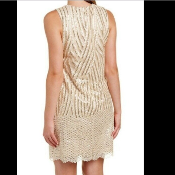 Badgley Mischka Gold Sequin Sheath Dress NWT - Picture 2 of 3